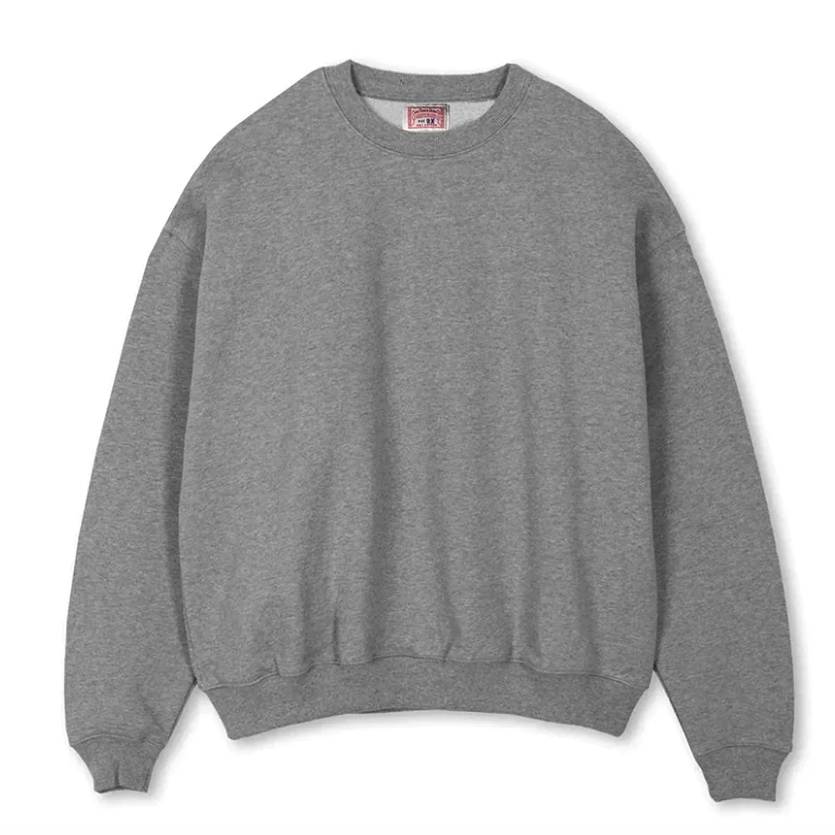 14oz / 470GSM Heavy Weight CREW - 100% ORGANIC Cotton HEATHER GREY French Terry Quick Dry Comfort