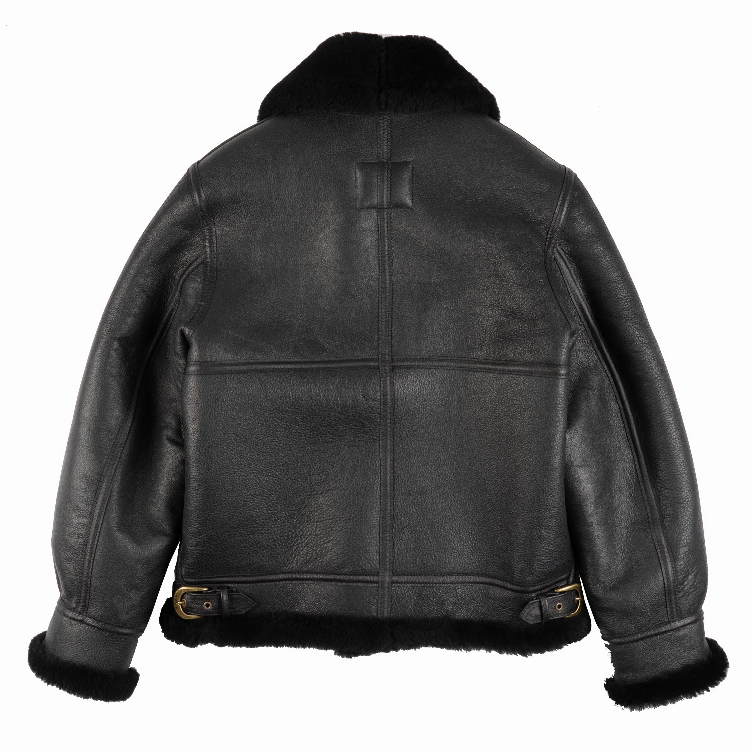 nylon humid 257S - Classic B-3 Sheepskin Leather Bomber Jacket - Ebony