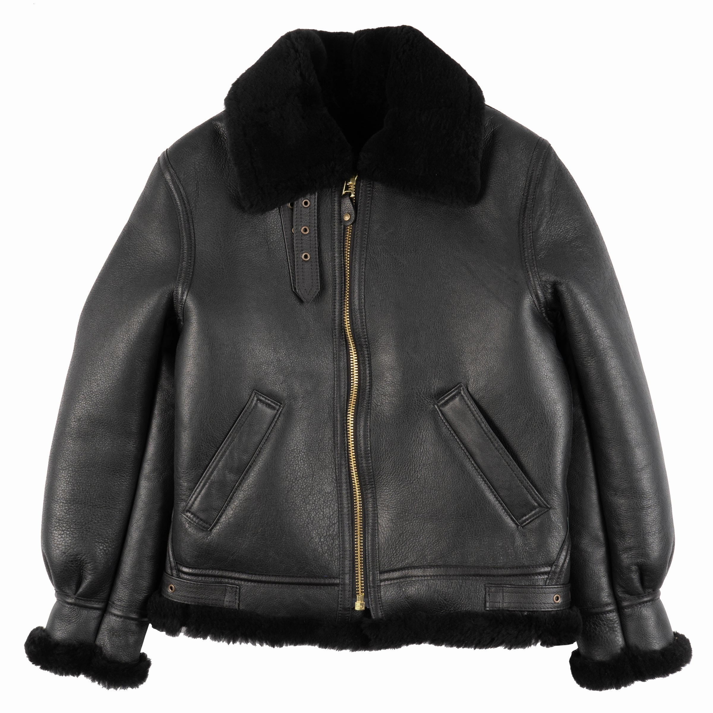 257S - Classic B-3 Sheepskin Leather Bomber Jacket - Ebony vintage