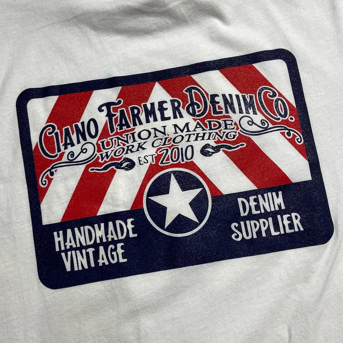 4.4oz TEXAS MADE Crew Neck "Feed Logo" White Party fun