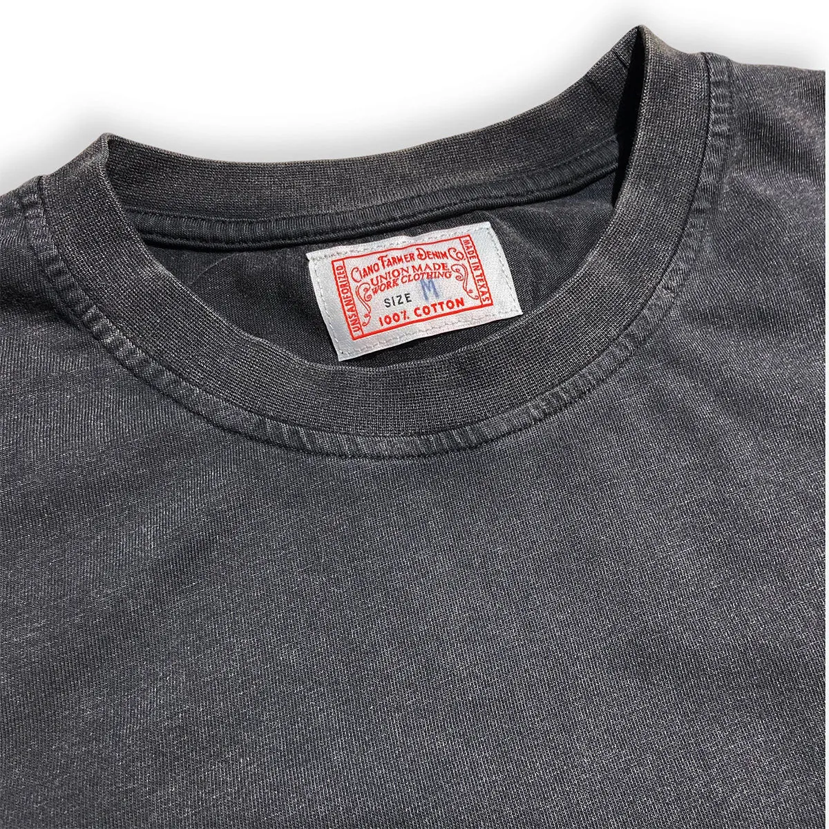 8.4oz TEXAS MADE "HEAVY ORGANIC" Crew Neck Vintage Black " Sun Bleached" Seasonal Fashion Cool Layer Wear