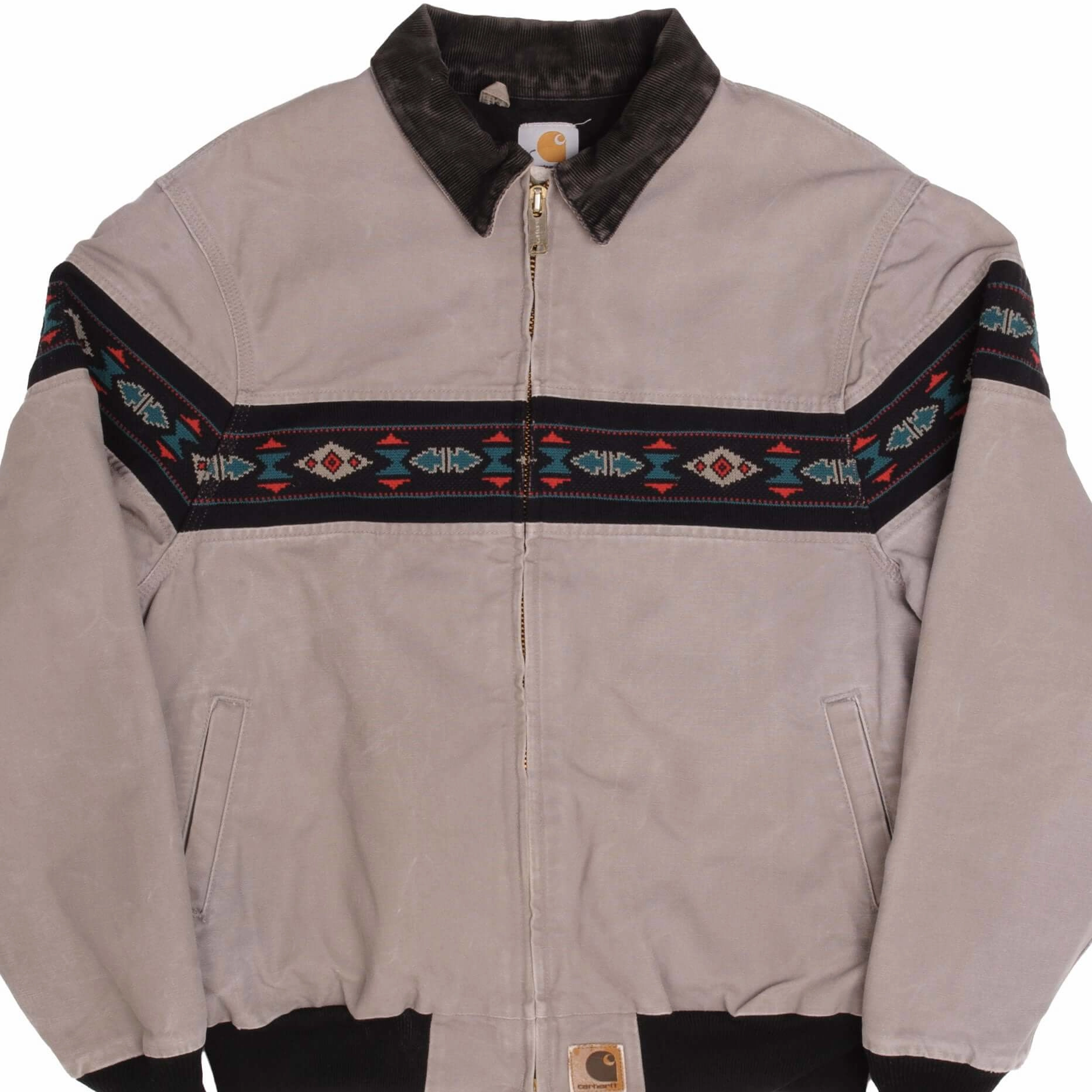 VINTAGE CARHARTT QUILT LINED AZTEC JACKET J77CMT SIZE XL Transit Ready