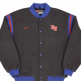 Anti Snag Zipper Pulls VINTAGE NIKE NCAA UNIVERSITY OF KANSAS VARSITY JACKET SIZE 2XL 2000S