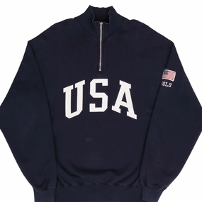 Cozy Street VINTAGE POLO SPORT RALPH LAUREN USA QUARTER ZIP SWEATSHIRT 1990S SIZE LARGE