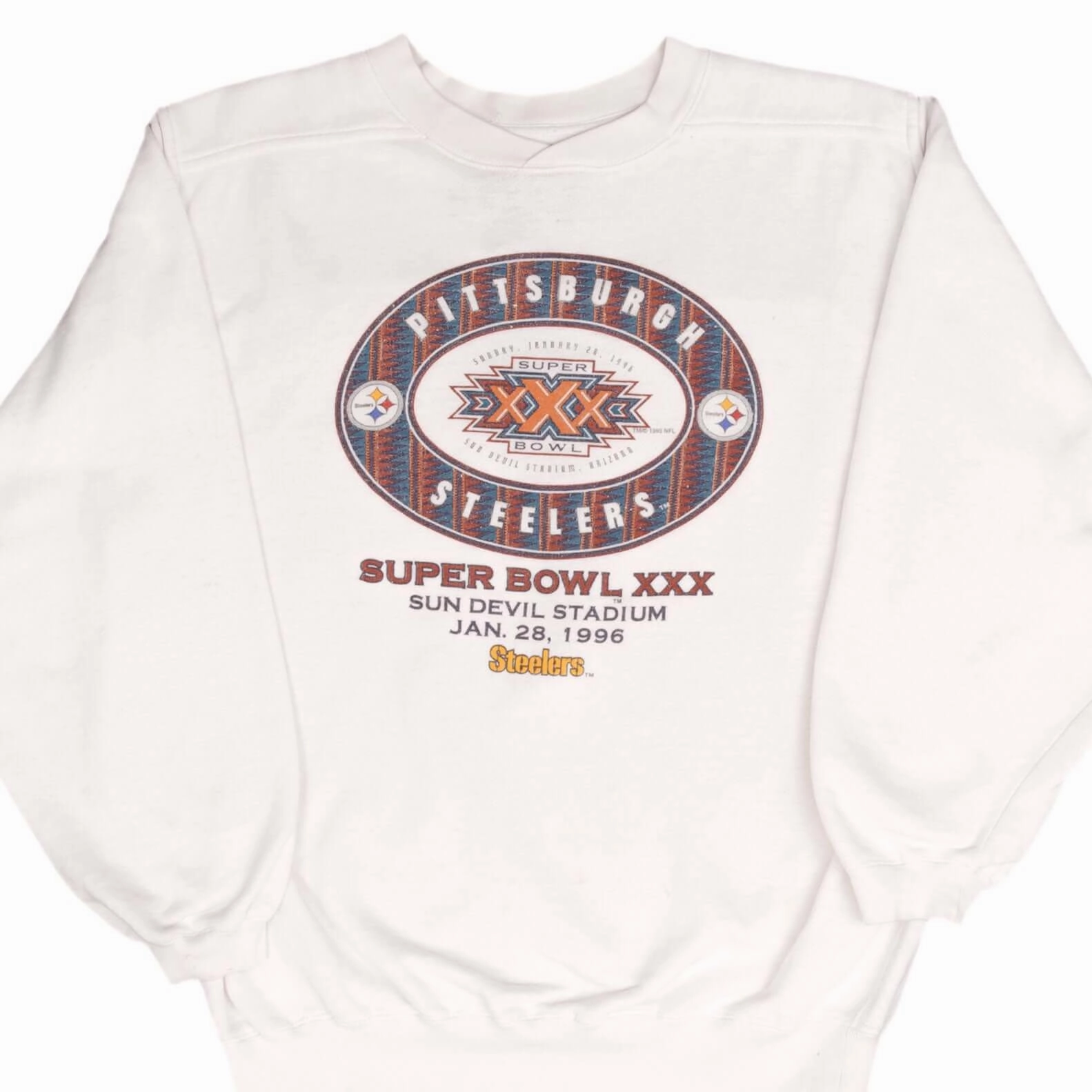 Trendy Top Fashionable Design VINTAGE NFL PITTSBURGH STEELERS SUPER BOWL XXX 1996 SWEATSHIRT SIZE SMALL