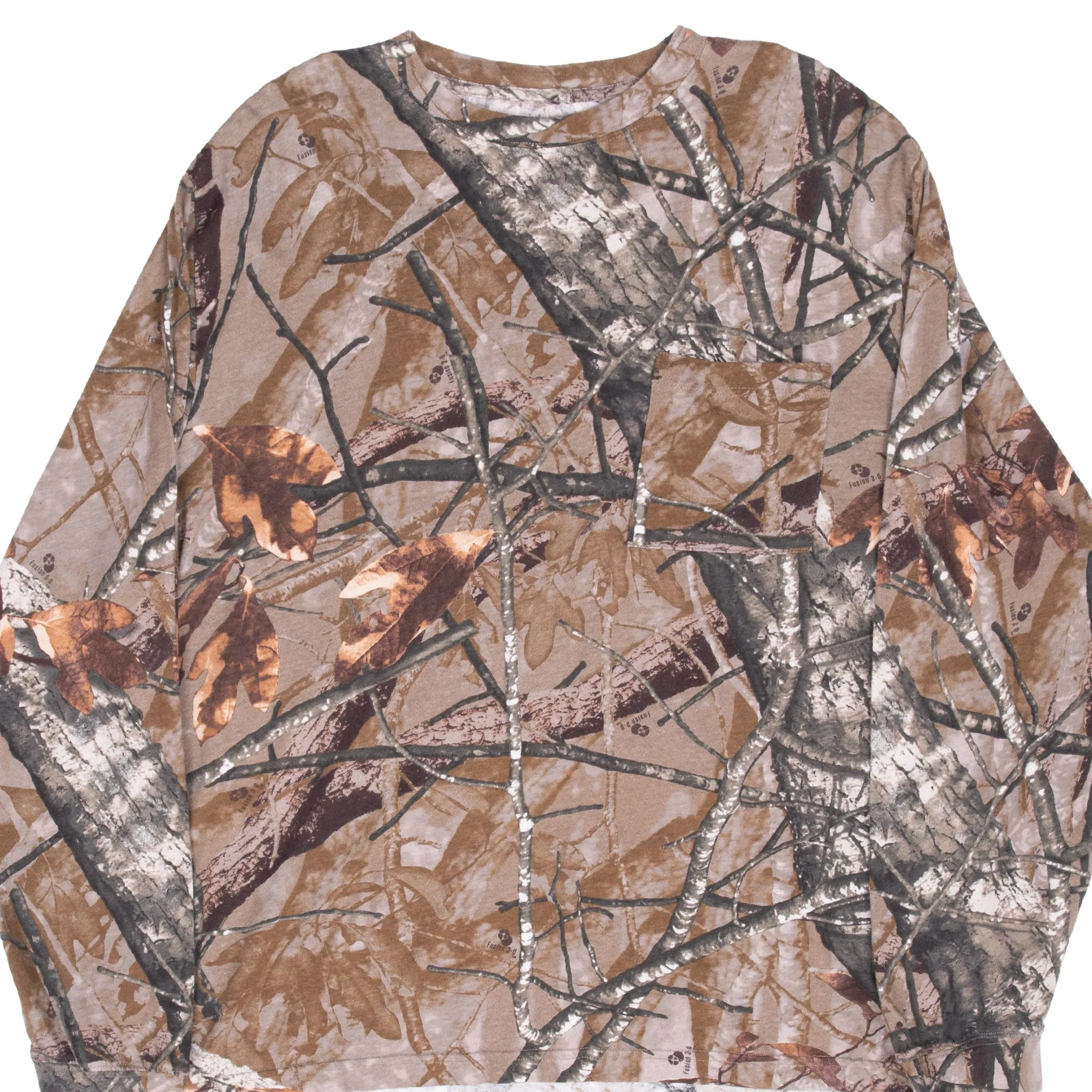 Anti Pilling Surface Active Layers VINTAGE HUNTING FUSION 3D CAMO LONG SLEEVE POCKET TEE SHIRT XL