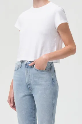 Garment Dyed Finish Curved Hemline Adine Shrunken Tee