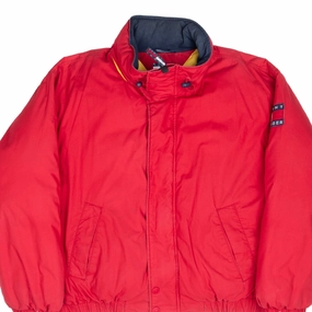 VINTAGE TOMMY HILFIGER RED PUFFER JACKET 1990S XL Functional Comfort Solid-color