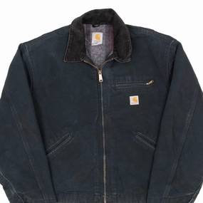 VINTAGE CARHARTT DETROIT BLANKET LINED BLACK JACKET J001 BLK 2004 XL MADE USA Quality Assurance Promulgate