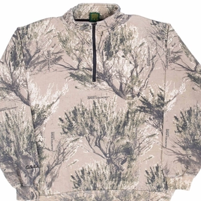 VINTAGE HUNTING SECLUSION OPEN COUNTRY CAMO QUARTER ZIP SWEATSHIRT XL Plus Size