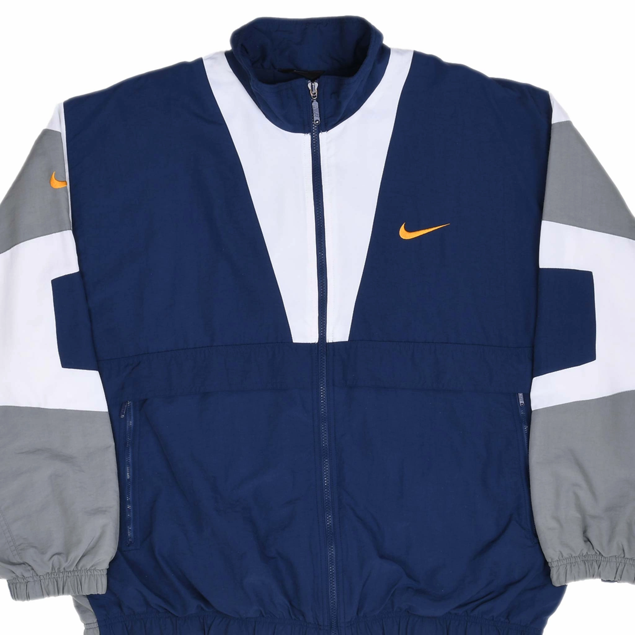 VINTAGE NIKE CLASSIC SWOOSH BLUE WINDBREAKER JACKET 1990S SIZE XL Chilly Protection Minimize