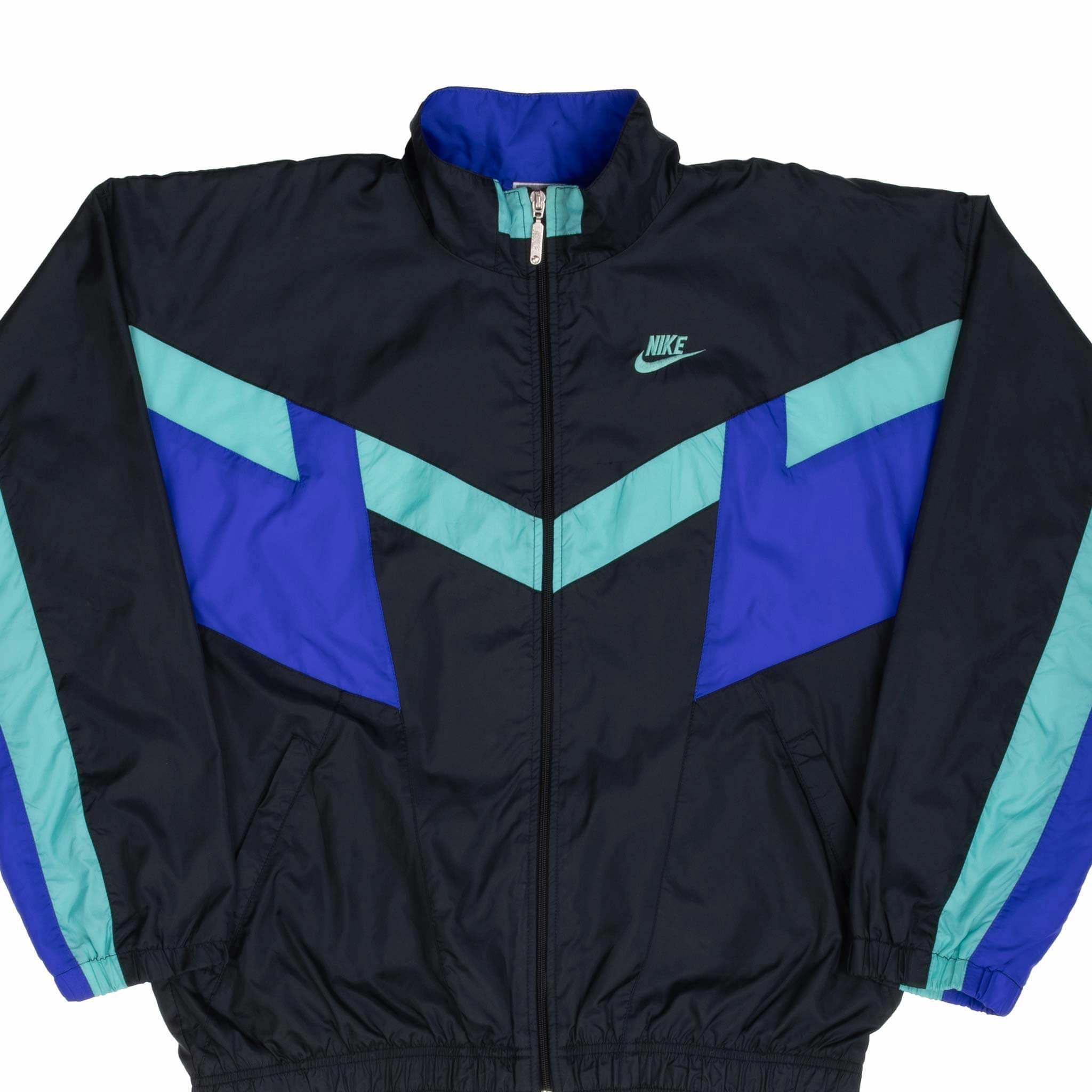 Water Resistant Fabric VINTAGE NIKE SWOOSH NEON & BLACK WINDBREAKER JACKET LATE 1980S SIZE XLB
