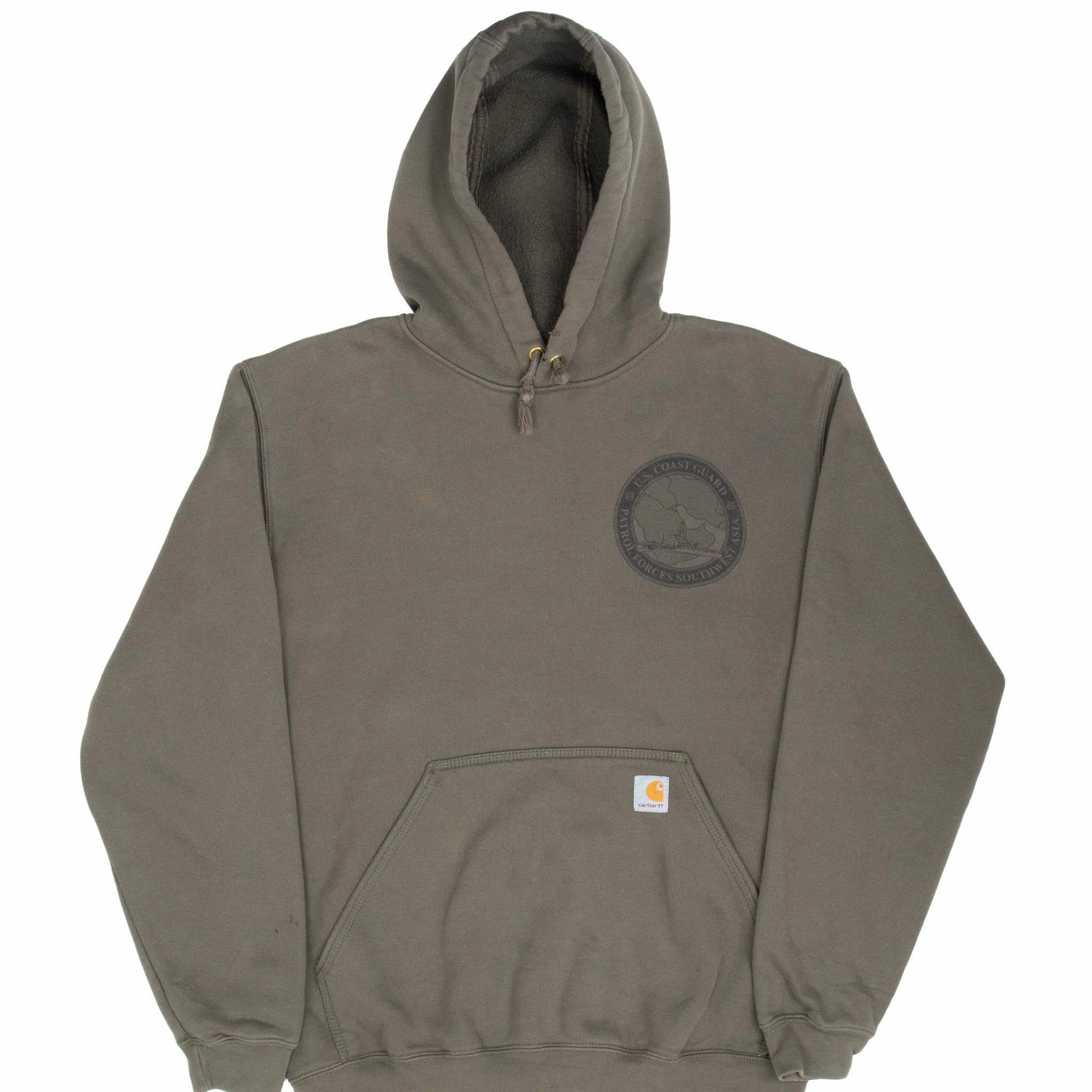 Core Sporty VINTAGE CARHARTT US COAST GUARD SOUTHWEST ASIA GREEN HOODIE MEDIUM