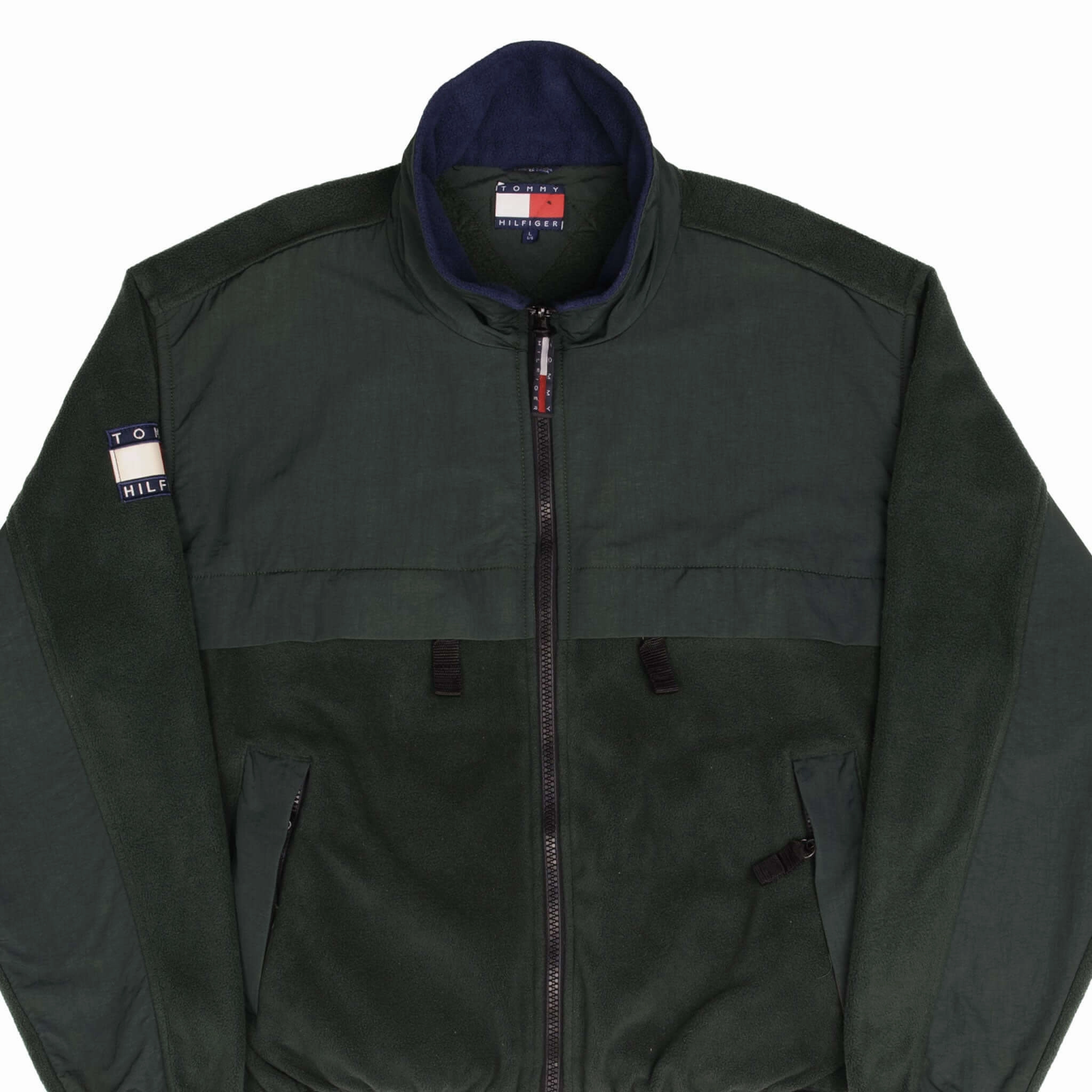 VINTAGE TOMMY HILFIGER PINE GREEN FLEECE JACKET 1990S SIZE LARGE Stylish-design Light Coverage