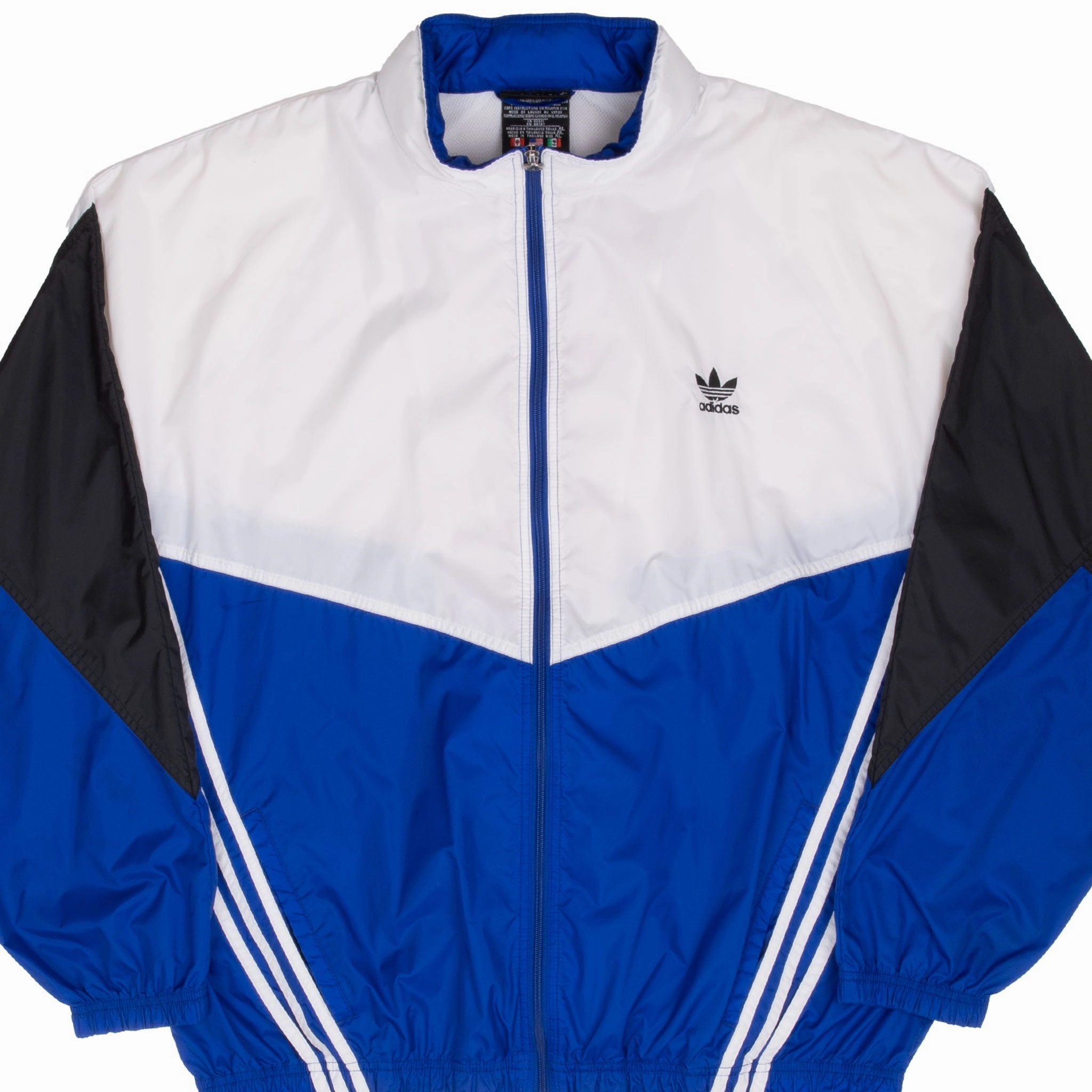 VINTAGE ADIDAS BLUE WHITE BLACK 1990S WINDBREAKER JACKET XL Magnetic Closure System bag
