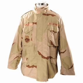 VINTAGE US AIR FORCE M-1965 M65 DESERT CAMOUFLAGE PATTERN FIELD JACKET 1999 SIZE LARGE SHORT WITH PATCHES Alpine Style Unisex