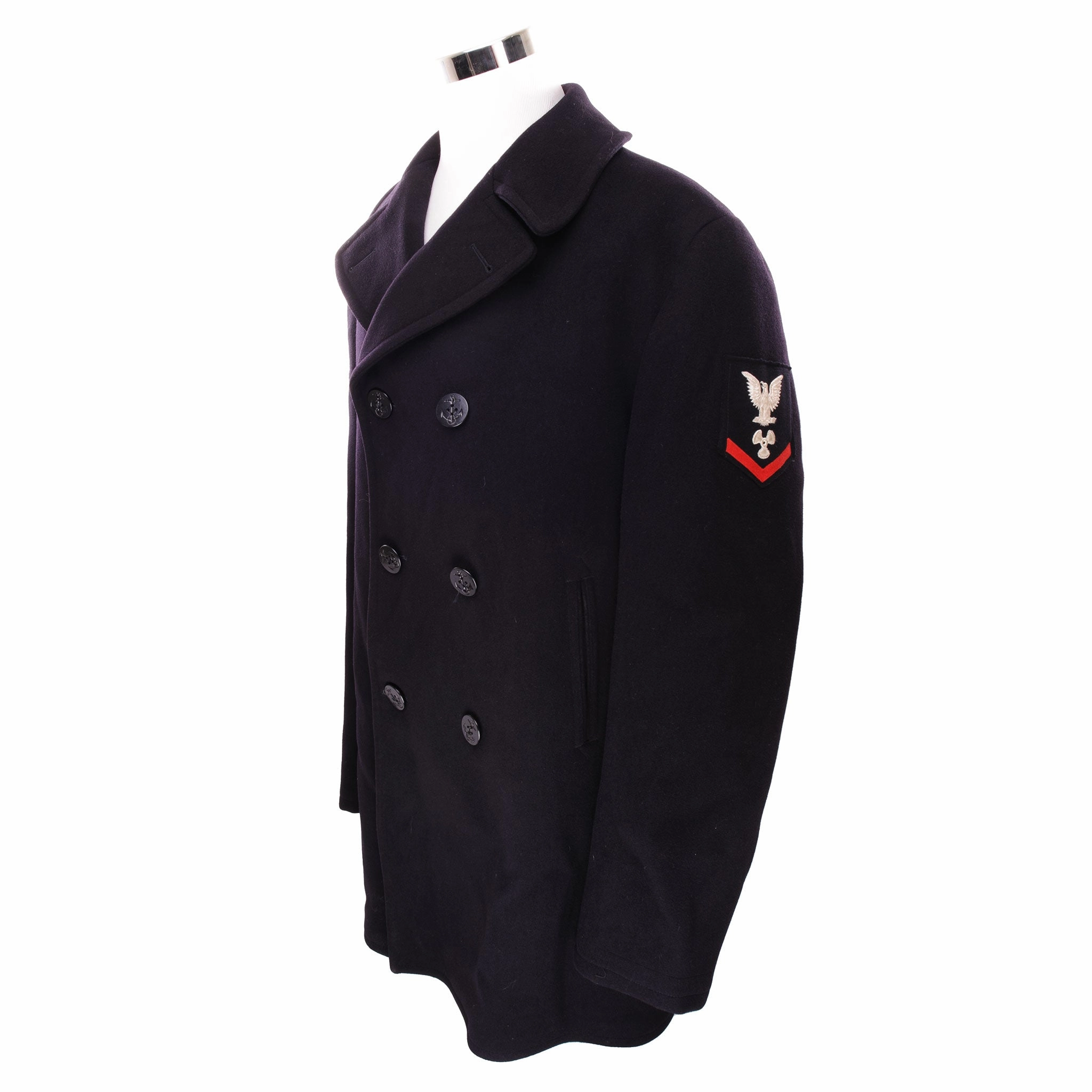 VINTAGE USN US NAVY PEACOAT 1970 VIETNAM WAR SIZE 46 XL PATCHED Transition Wear Comfortable fit