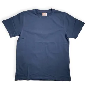 8.4oz TEXAS MADE "HEAVY ORGANIC" Crew Neck Indigo Curved Hemline