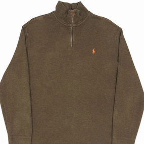 VINTAGE POLO RALPH LAUREN GREEN QUARTER 1/4 ZIP SWEATER 1990S SIZE XL Daily Wear