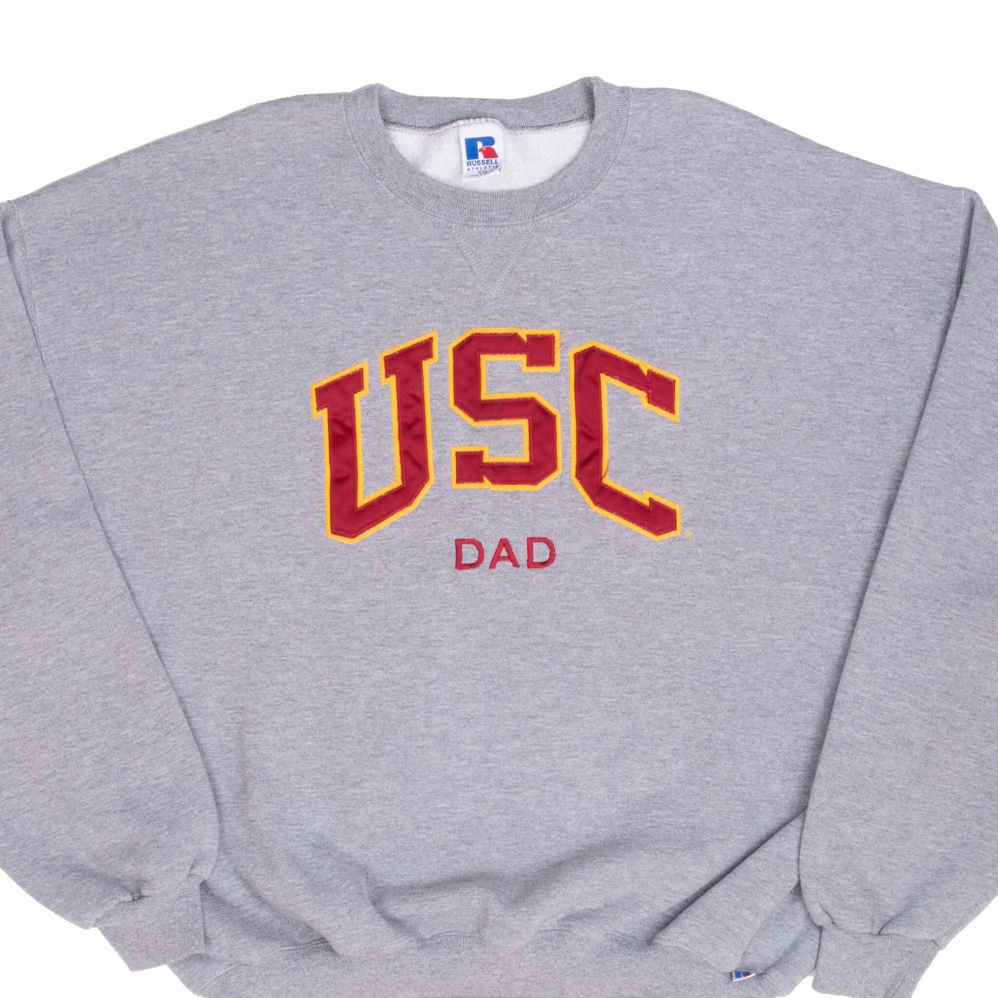 VINTAGE USC DAD RUSSELL ATHLETIC GREY CREWNECK SWEATSHIRT 1990S 2XL Team Pride