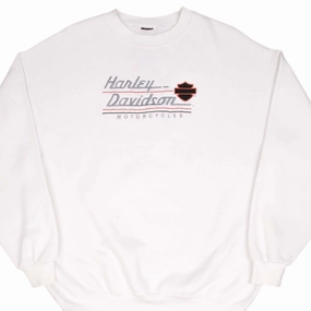 VINTAGE HARLEY DAVIDSON EMBROIDERED 1990S SWEATSHIRT SIZE XL MADE IN USA Contrast Trim