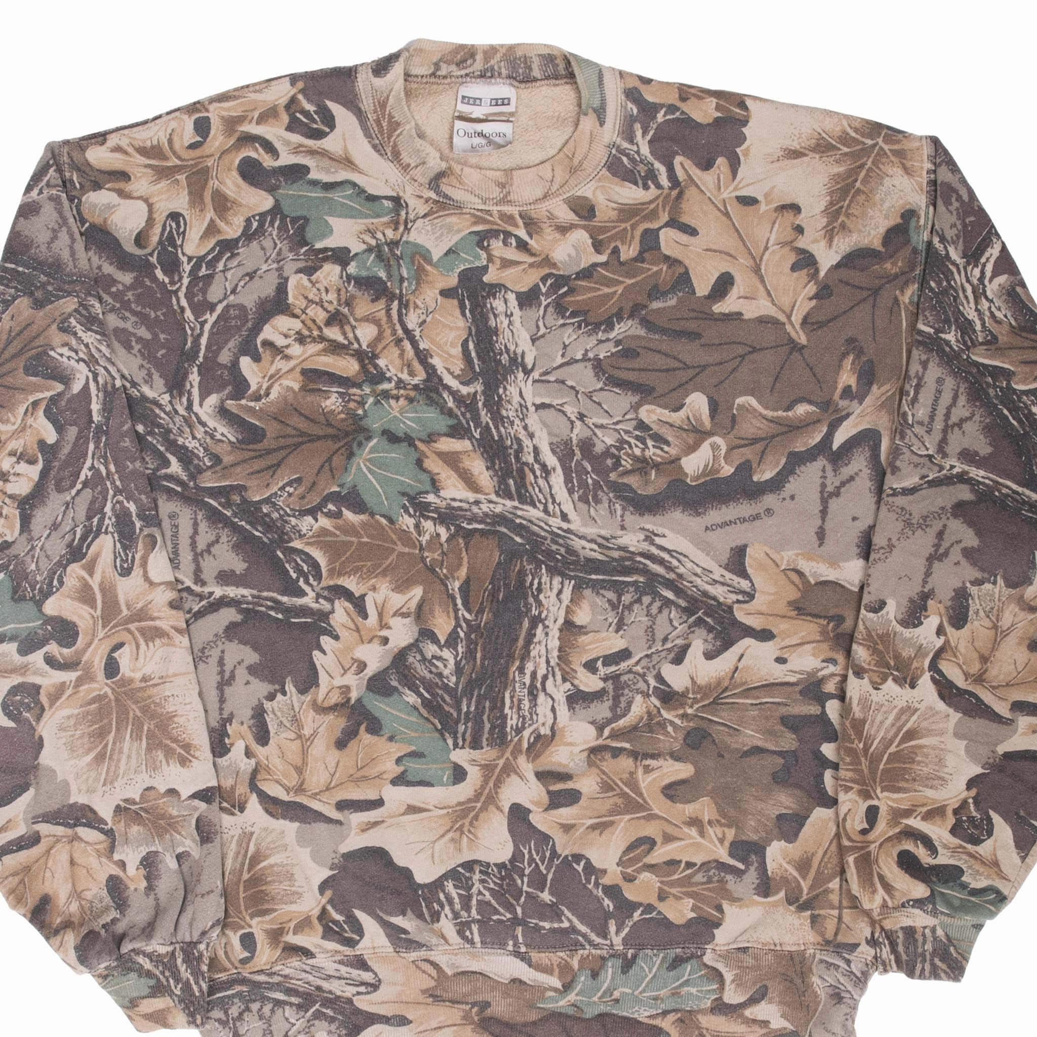 good for gym sessions teens' VINTAGE HUNTING ADVANTAGE CAMO SWEATSHIRT 1990S LARGE MADE IN USA