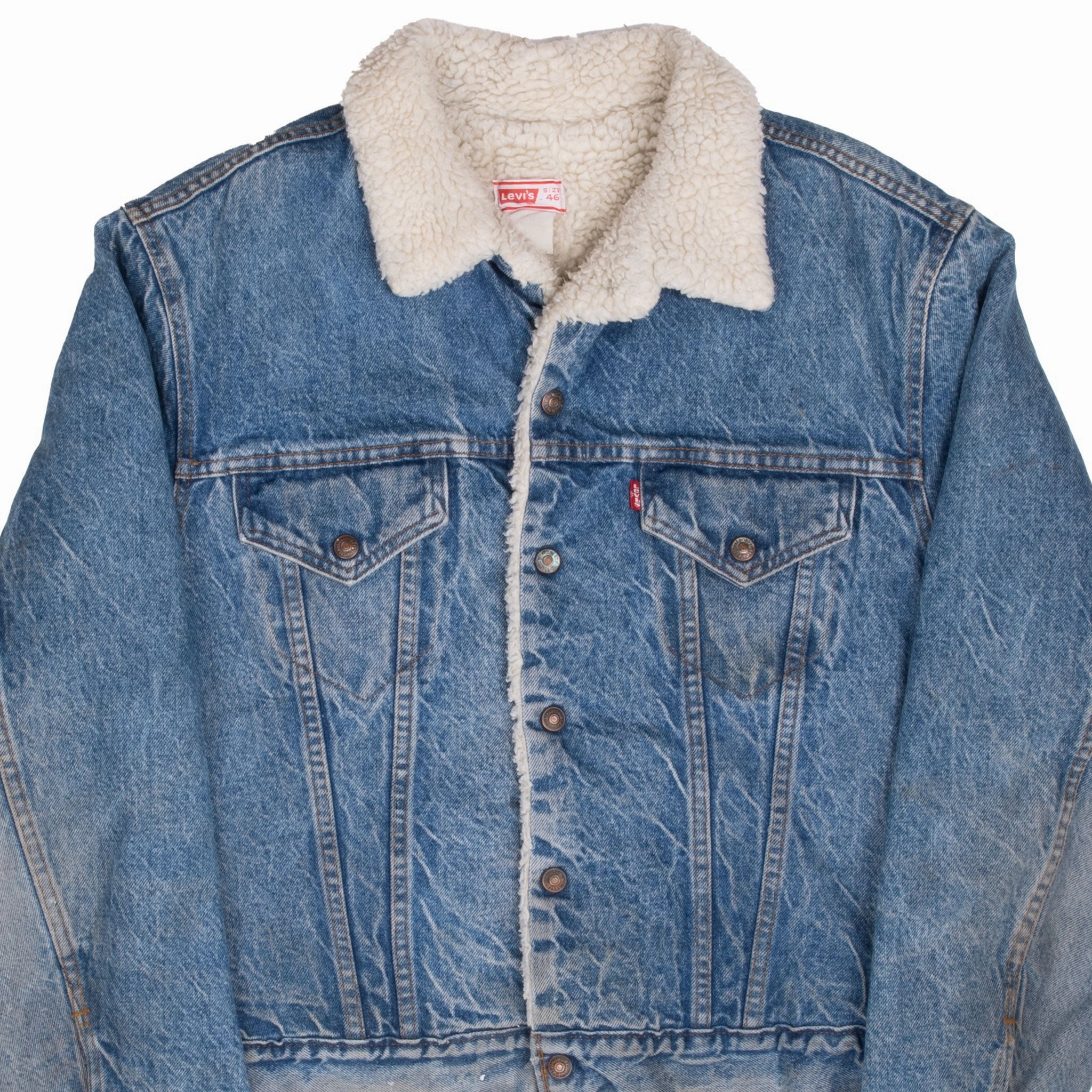 suitable for mountain hikes VINTAGE LEVIS SHERPA TRUCKER DENIM JACKET 2 POCKETS 1970S SIZE 46 MADE IN USA