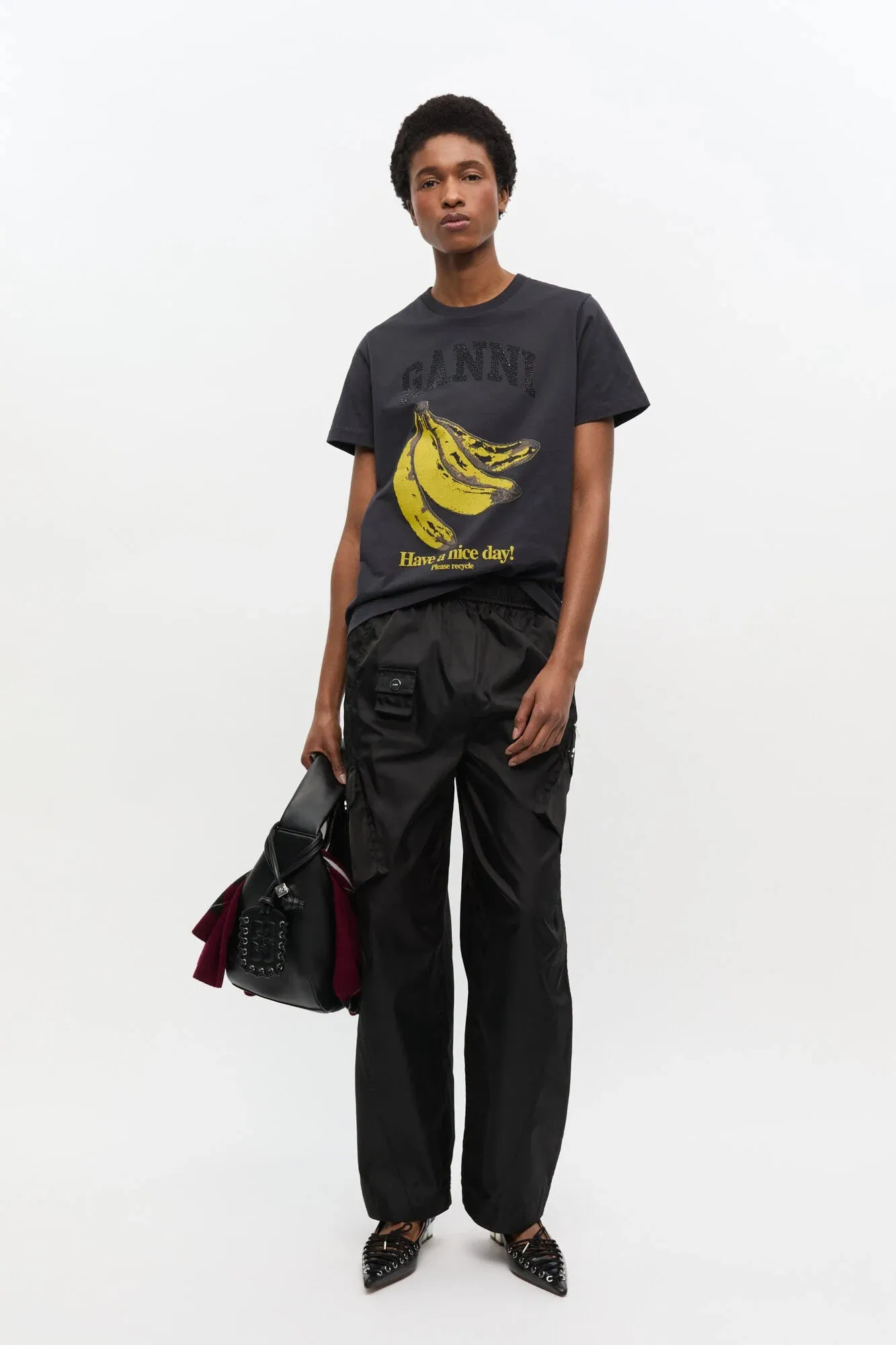 Black Banana Graphic T-shirt Formal Elegance