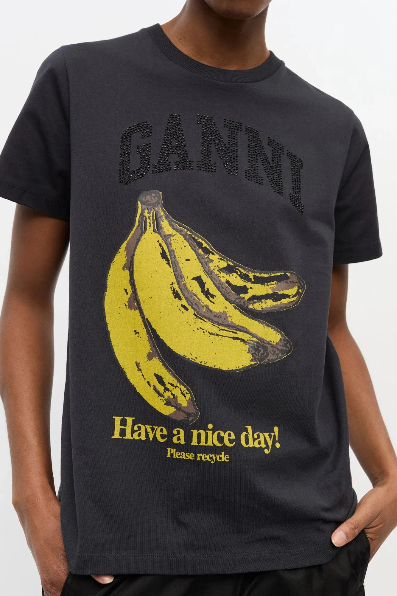 futuristic Black Banana Graphic T-shirt