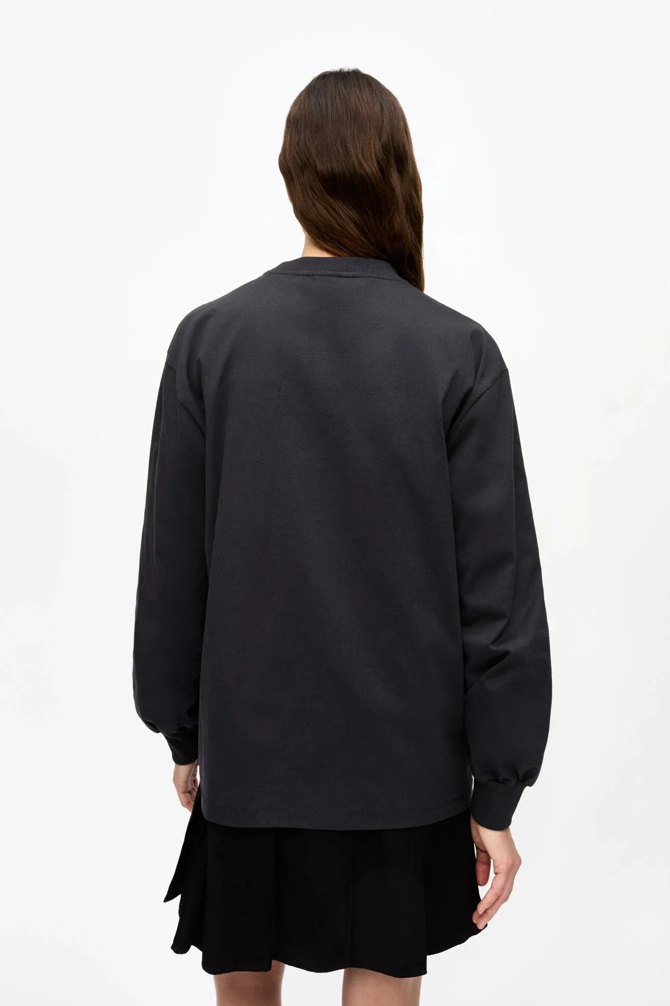 Black Basic Cotton Teddy Long Sleeve T-shirt Soft and durable Athletic Comfort Wear