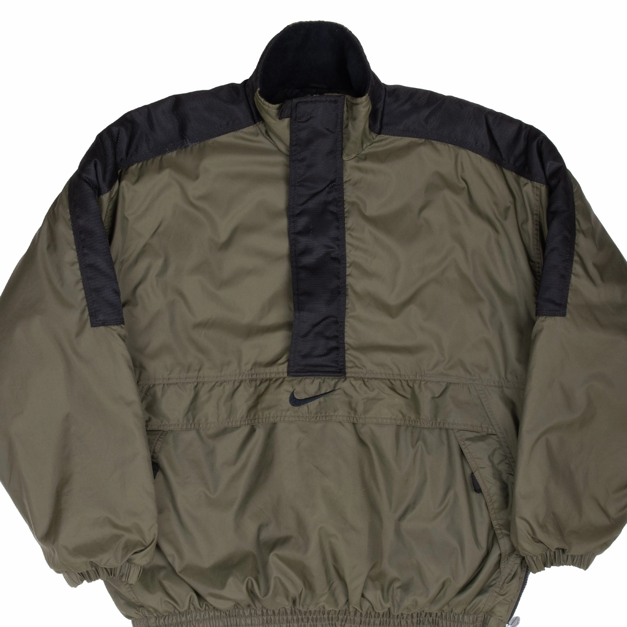 VINTAGE NIKE BIG SWOOSH GREEN HEAVY WINDBREAKER PULLOVER JACKET 1990S LARGE work event