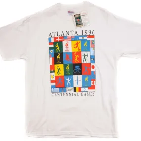 Multi Panel Design VINTAGE OLYMPIC GAMES TEE SHIRT ATLANTA 1996 SIZE LARGE MADE IN USA DEADSTOCK