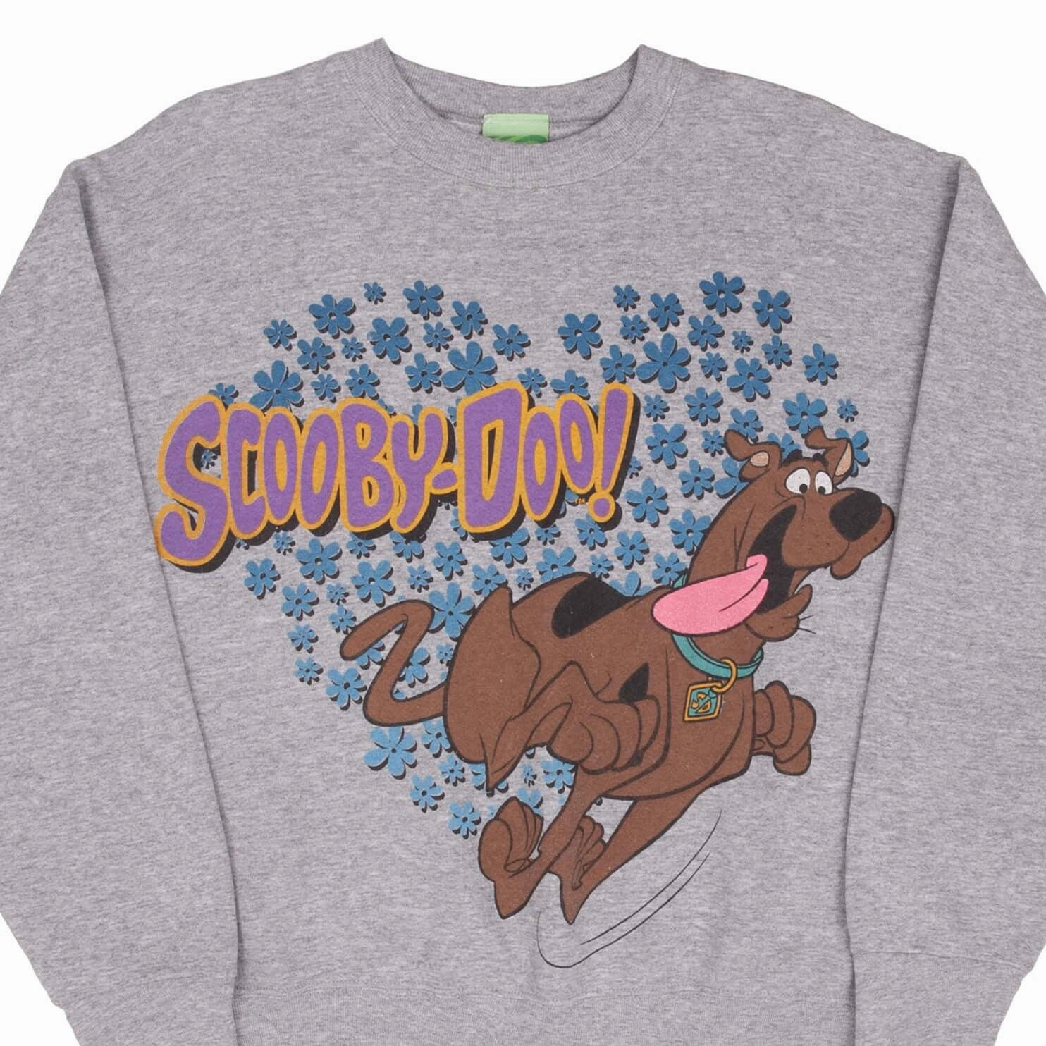 VINTAGE SCOOBY DOO FLOWER GRAY SWEATSHIRT 1998 SIZE LARGE MADE IN USA Streetwear Basics