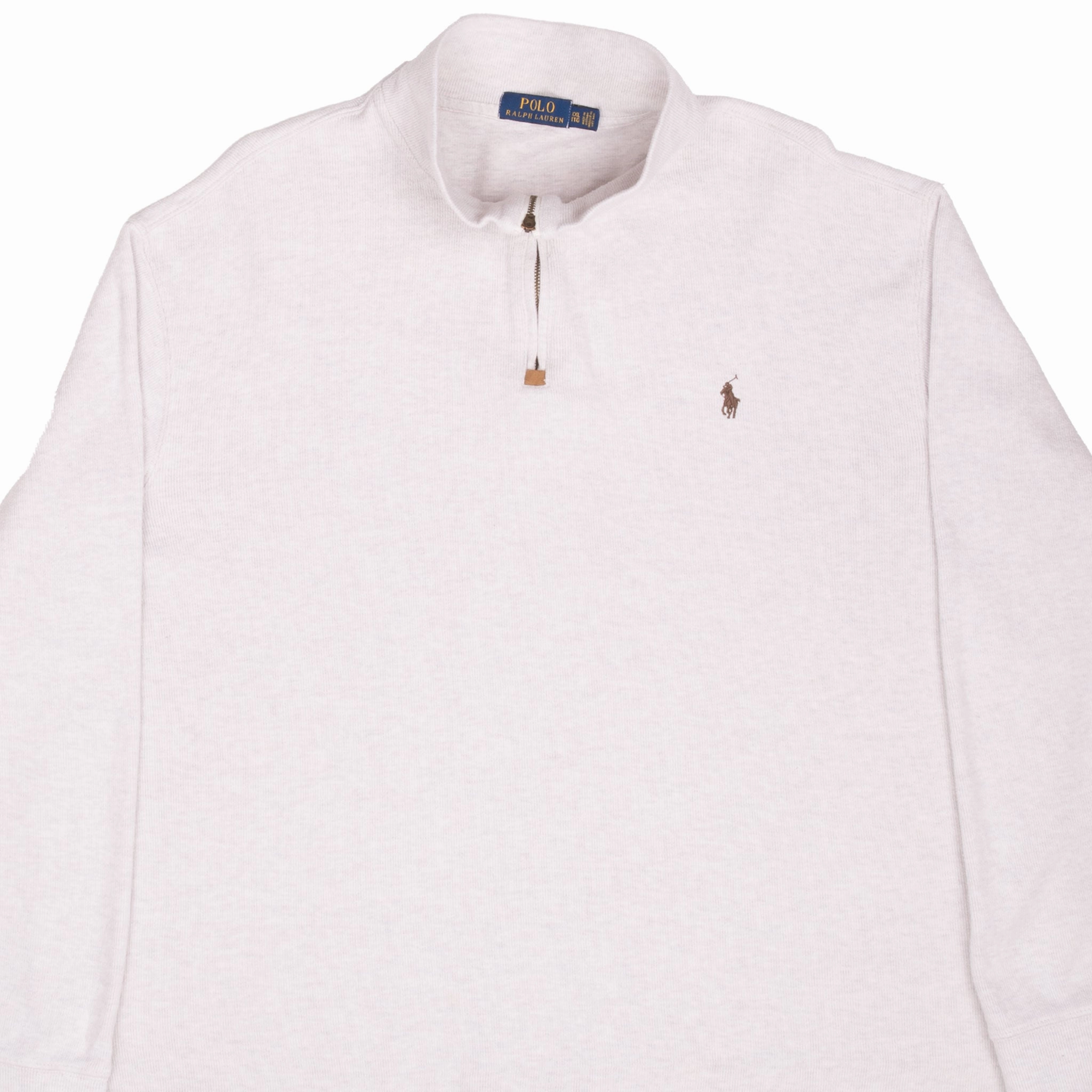 Vintage Look POLO RALPH LAUREN OFF WHITE QUARTER 1/4 ZIP SWEATER 2XL