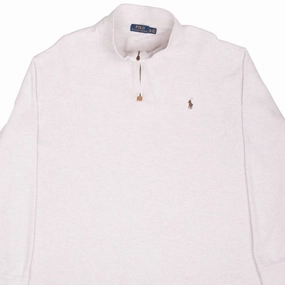 Vintage Look POLO RALPH LAUREN OFF WHITE QUARTER 1/4 ZIP SWEATER 2XL