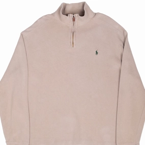 VINTAGE POLO RALPH LAUREN BEIGE QUARTER ZIP SWEATER LARGE 1990S product graffiti urbanity