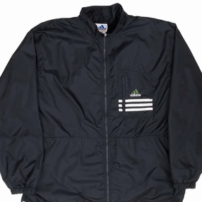 VINTAGE ADIDAS BLACK WINDBREAKER JACKET 1990S 2XL Rugged Layering