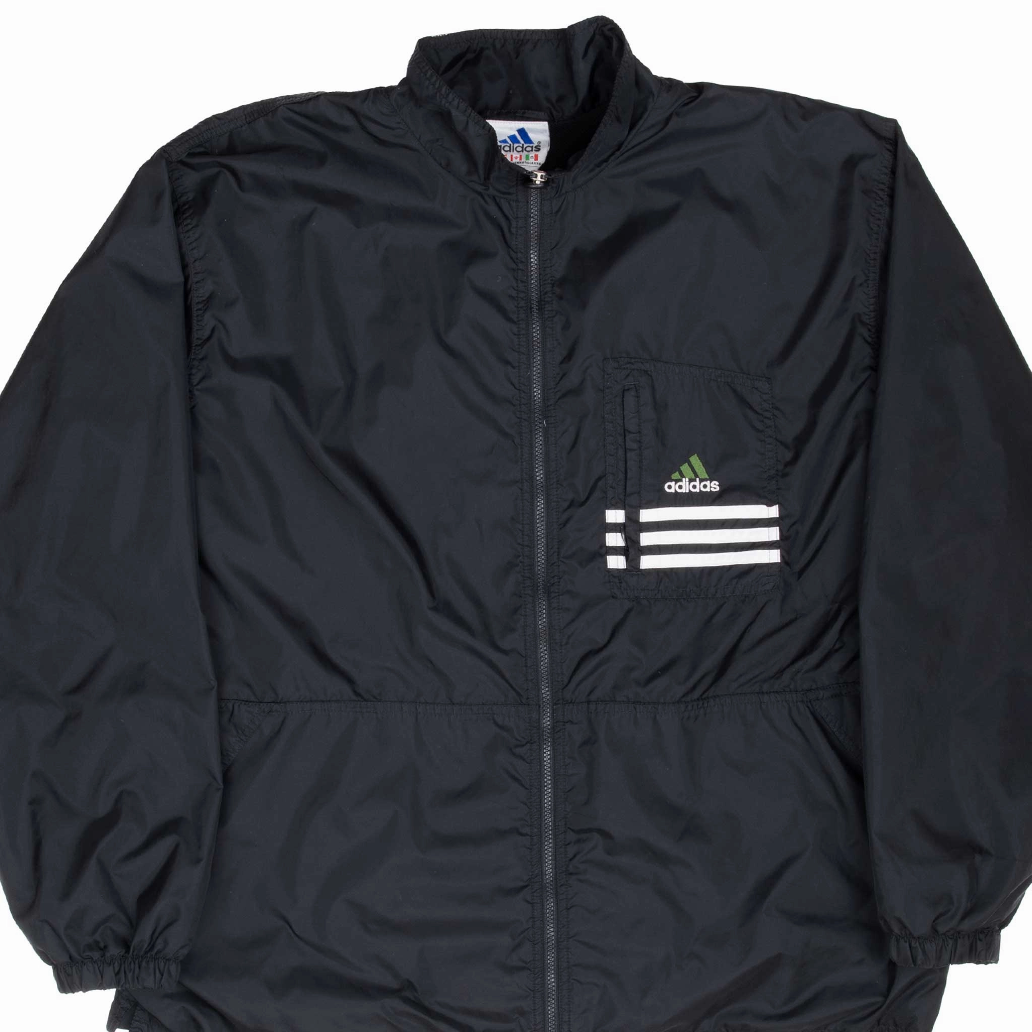 VINTAGE ADIDAS BLACK WINDBREAKER JACKET 1990S 2XL Rugged Layering