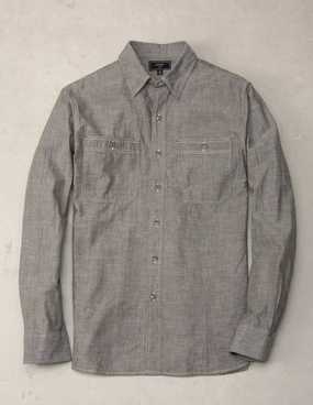 Matte Finish Butler Selvedge Chambray Workshirt in Driftwood