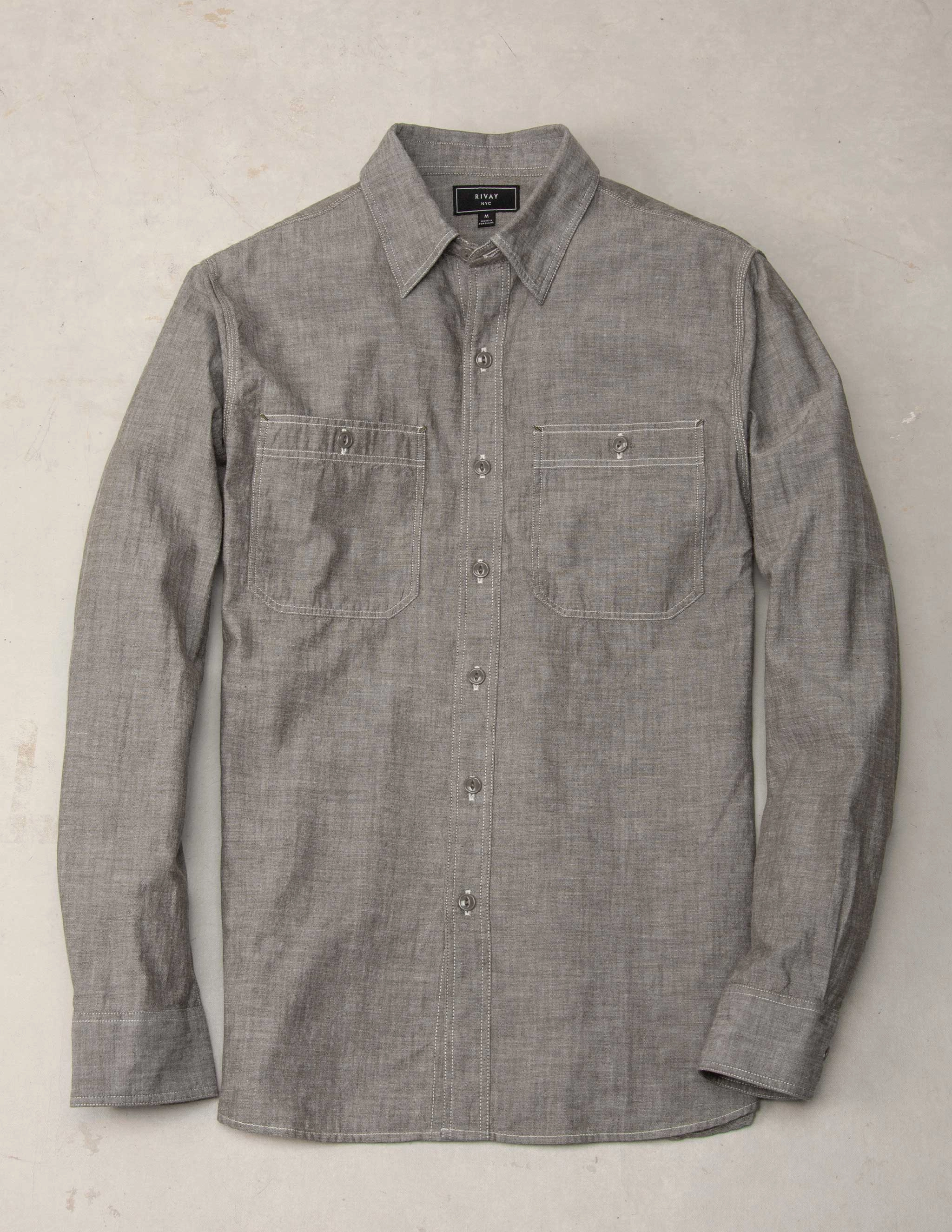 Matte Finish Butler Selvedge Chambray Workshirt in Driftwood