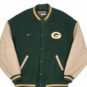 hat StretchFit Fabric Technology VINTAGE NIKE NFL GREEN BAY PACKERS VARSITY JACKET SIZE 3XL 2000S