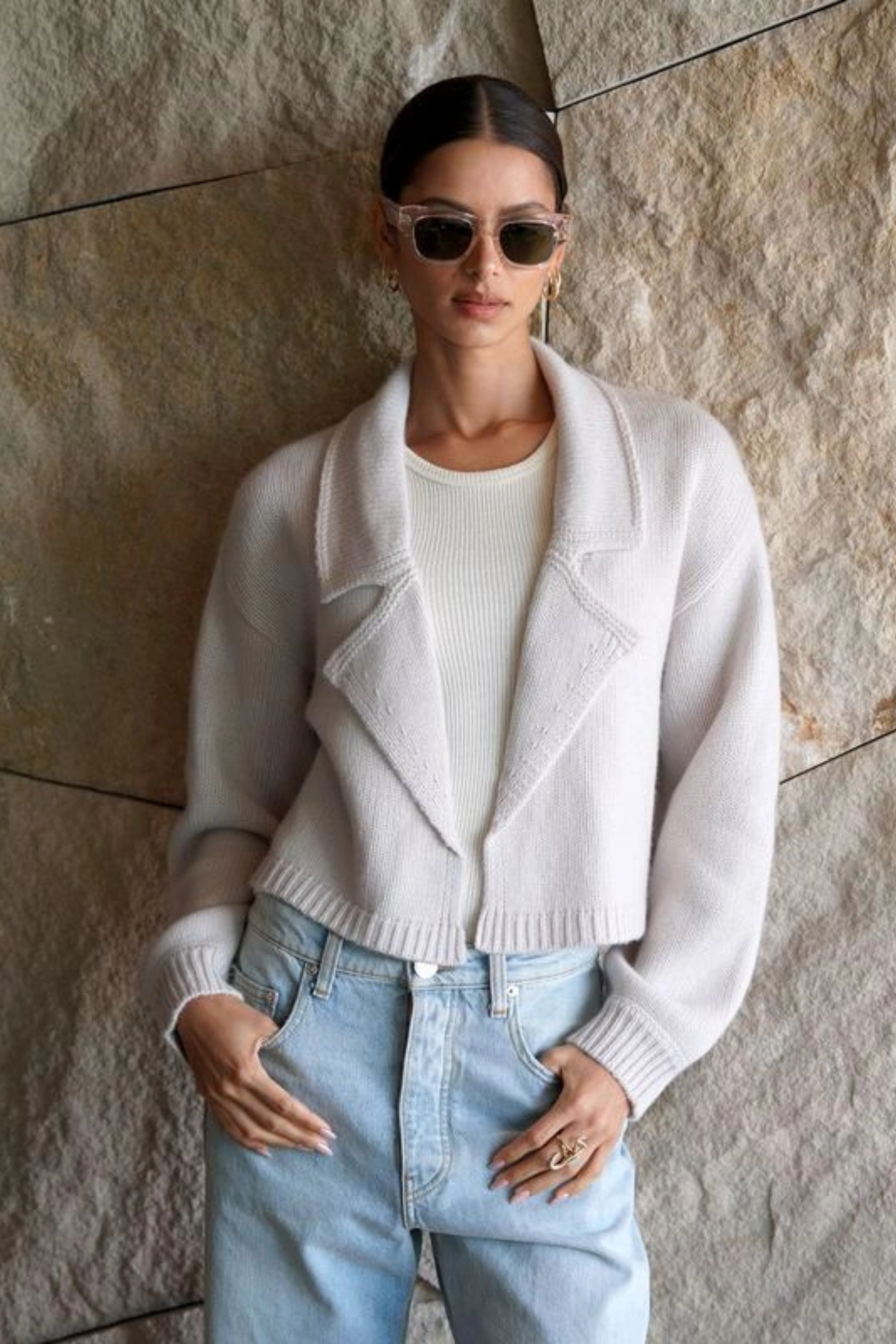 TYRA RELAXED COLLARED CASHMERE CARDIGAN JACKET | HIMALAYA Versatile Function Versatile Jacket