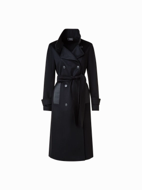 Cashmere Coat with Horsehair Collar and Pocket Good Material