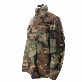work event VINTAGE US ARMY M-1965 M65 WOODLAND CAMO FIELD JACKET 1991 SIZE LARGE LONG