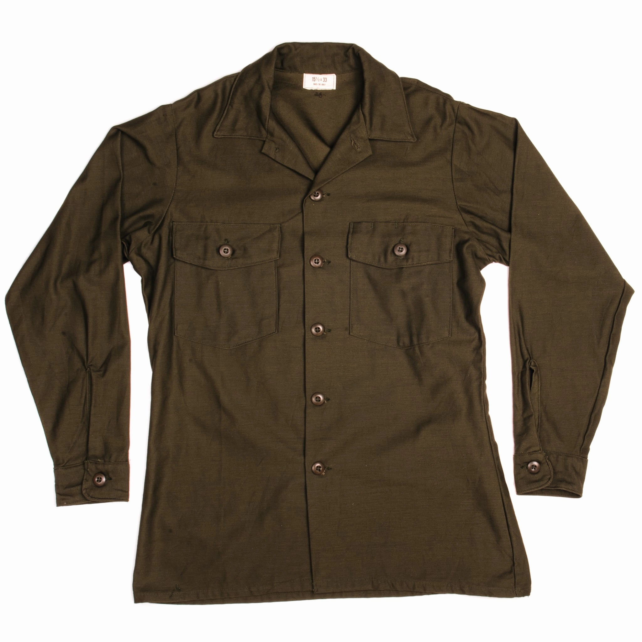 Anti Odor eyewear accents VINTAGE US ARMY SATEEN UTILITY SHIRT P-64 P64 1974 VIETNAM WAR SIZE 15 1/2 X 33 DEADSTOCK