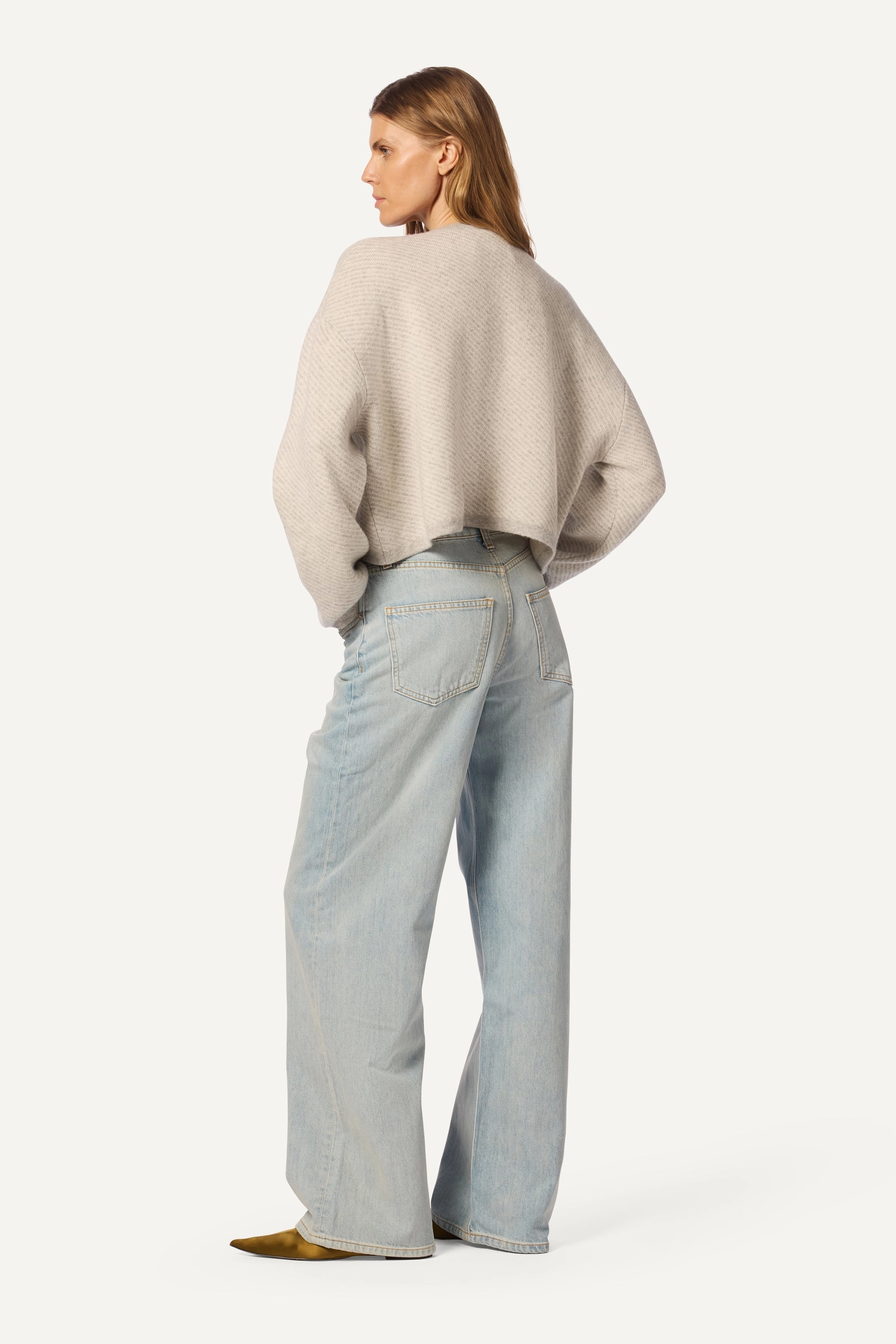 CHARLENE DOUBLE WELT POCKET CASHMERE JACKET | FOGGY/GARDENIA Relax Shell