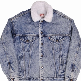 firefighters suitable for school uniforms VINTAGE LEVIS SHERPA TRUCKER DENIM JACKET 1980's SIZE MEDIUM MADE IN USA