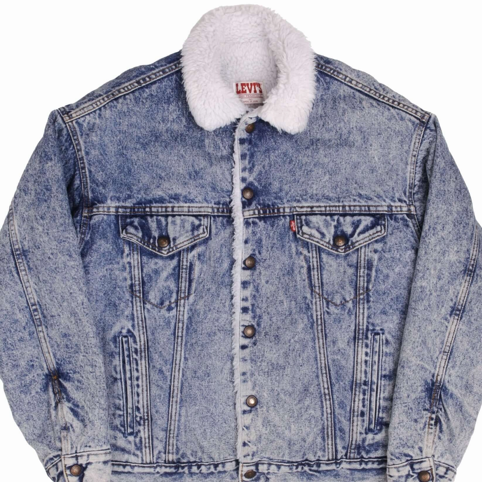 firefighters suitable for school uniforms VINTAGE LEVIS SHERPA TRUCKER DENIM JACKET 1980's SIZE MEDIUM MADE IN USA