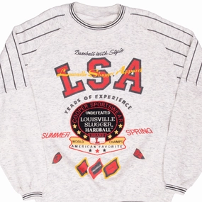 VINTAGE BASEBALL LOUISVILLE SLUGGER APPAREL EMBROIDERED SWEATSHIRT SIZE LARGE Camping Gear fuzzy texture