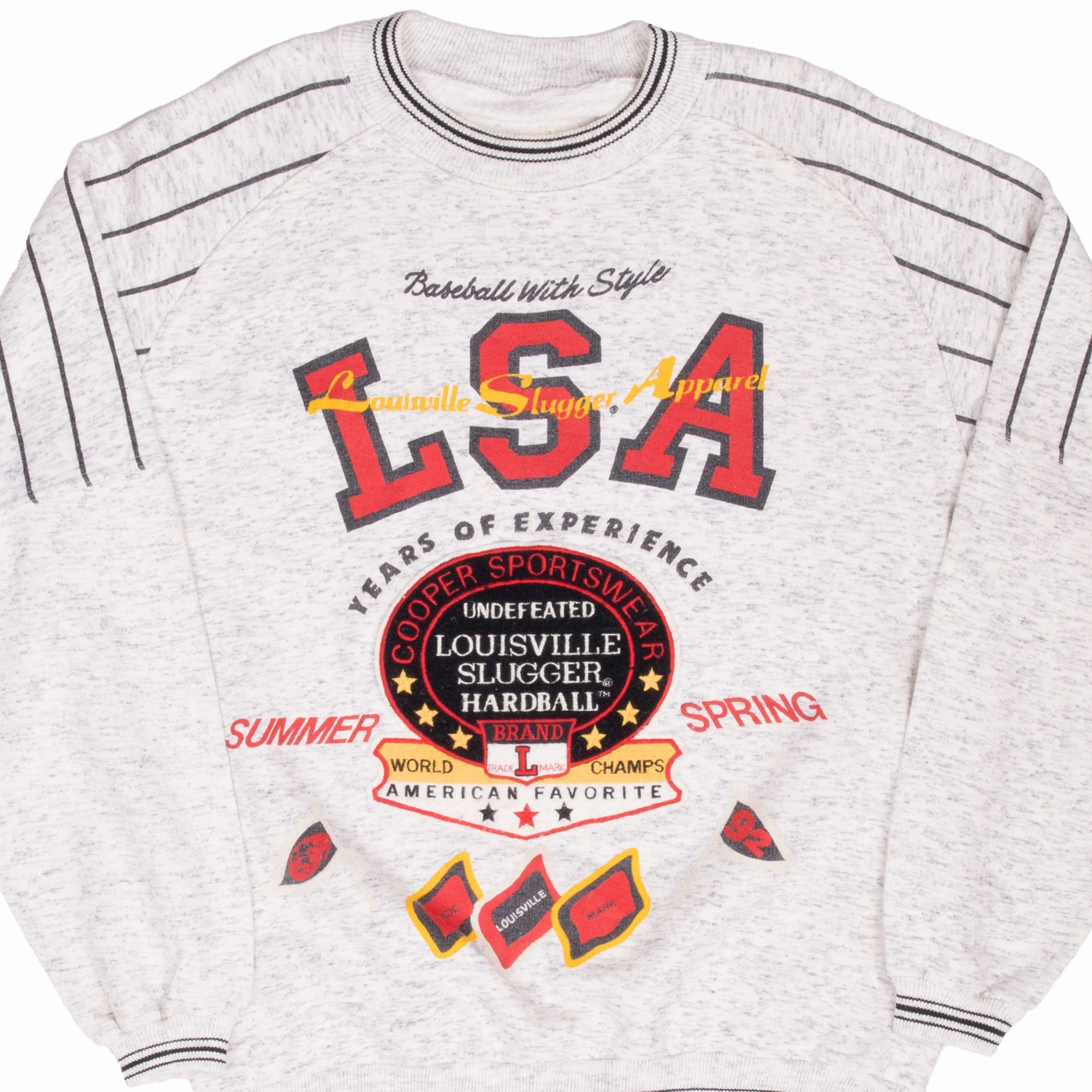 VINTAGE BASEBALL LOUISVILLE SLUGGER APPAREL EMBROIDERED SWEATSHIRT SIZE LARGE Camping Gear fuzzy texture